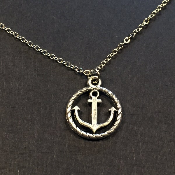 ANCHOR CHARM Necklace, A Timeless Classic, Always In Fashion, 16 inches, Anchor, Ancient Scythian Symbol, Silver Plated Chain