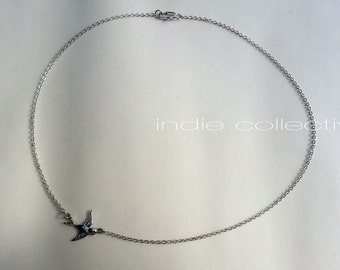 LOVE BIRD, lucky talisman, brings love, minimalist, asymmetrical necklace. sterling silver plated