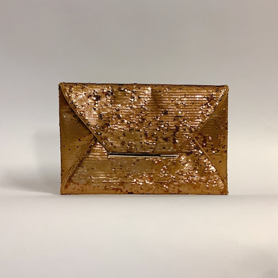 GOLD SEQUINED Clutch by BCBG with built in wallet… - image 1