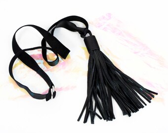 TASSEL NECKLACE 4-20 - indie collective, luxurious leather fitted necklace, choker, wear it any way, tie it anywhere