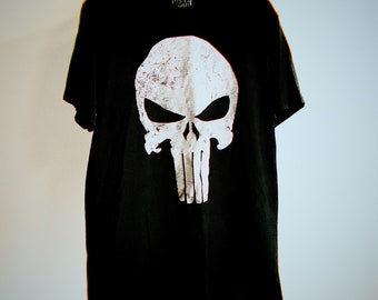 DISTRESSED SKULL TEE, The Punisher Tee by Marvel, Size Large, Crew Neck, Short Sleeve, Extra Soft, Dark Black, Pre- Owned