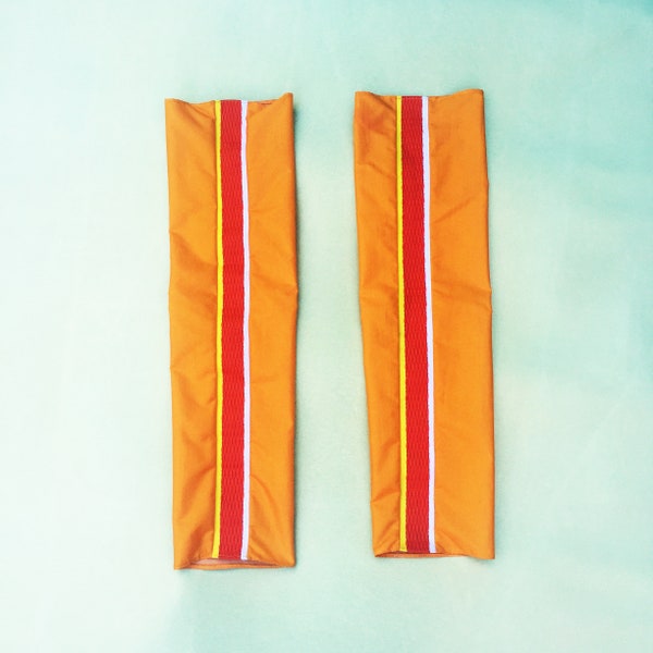 ORANGE STRIPED ARMWEAR - arm warmer, arm protector, fashion arm wear, pair of arm accessory, made of nylon ripstop material