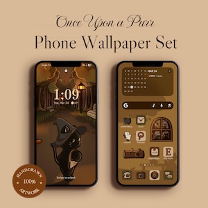 Once Upon a Purr Phone Theme: IOS and Android Wallpaper, Icons, Widgets (Digital Download)
