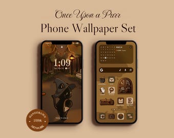Once Upon a Purr Phone Theme: IOS and Android Wallpaper, Icons, Widgets (Digital Download)