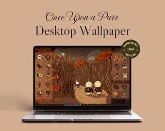 Cozy Autumn Desktop Icon Set, Fall Theme Wallpaper (Digital Download)