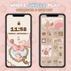 Where Angles Play Phone Theme: Icon, Widget, Wallpaper Set (Android and iOS) (Digital Download)