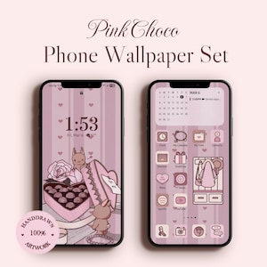 Rosa Schokolade Handy-Thema | Icons, Widgets, Wallpaper (Digitaler Download)