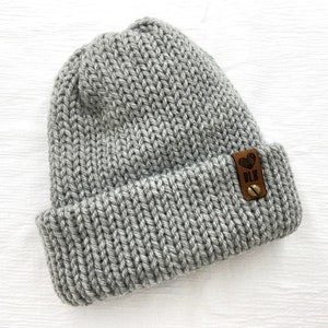 Heather Gray Thick Warm Winter Hat Beanie ALL SIZES