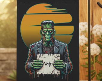Frankenstein VOTE - Halloween House & Garden Flag, Midterm Election 2026, Outdoor Yard Banner, Political Voter Turnout Sign