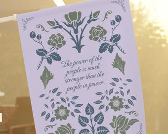 Power of the People quote garden flag, subtle political house banner, vintage boho protest decor