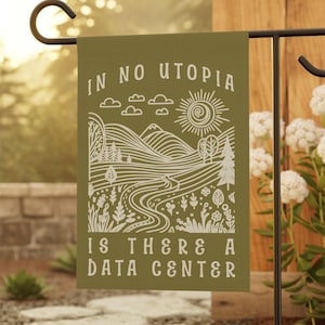 Anti AI House Flag, Resist Tech Garden Banner, Ban Data Centers, Boho Utopia yard flag, Canvas Look