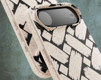 Brushstroke pattern bamboo phone case | biodegradable iphone 15 16 17 air plus pro | eco friendly protection