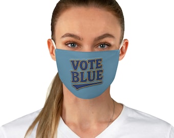 Vote Blue faux patch face mask | No Kings March Gear, Democrat Voter Protest Fabric Face Covering