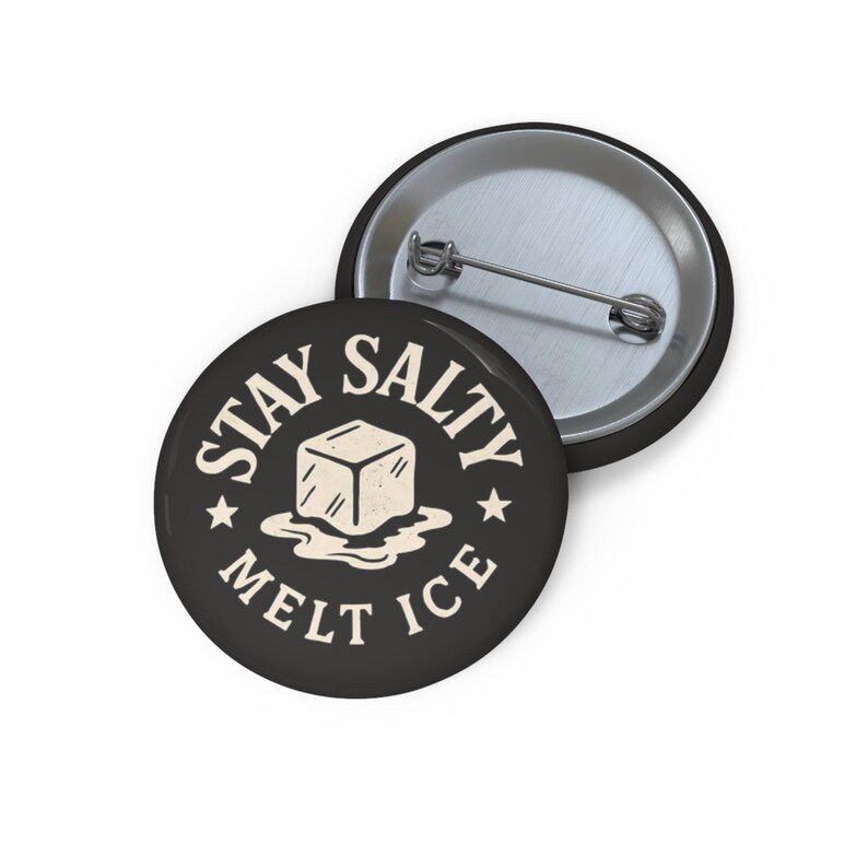 Stay Salty Melt ICE pin button | Round enamel-style button | Political Anti-ICE pinback badge | Original Artist image 3