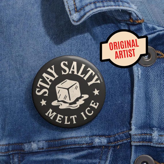 Stay Salty Melt ICE pin button | Round enamel-style button | Political Anti-ICE pinback badge | Original Artist