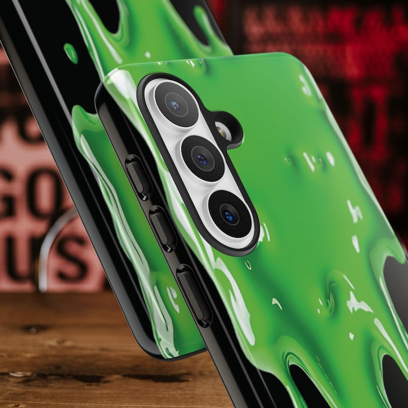 Grönt slime-skal till din nya Samsung Galaxy S26 | Roligt telefonskal, 3D-effekt, Halloween-present, gegga, snor-telefonskal bild 4