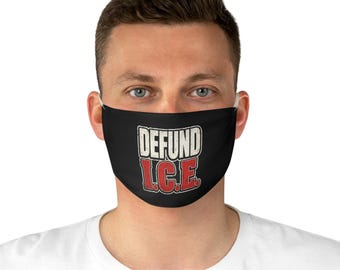 Defund ICE black face mask | No Kings March Gear, Anti-Ice Protest Fabric Face Covering