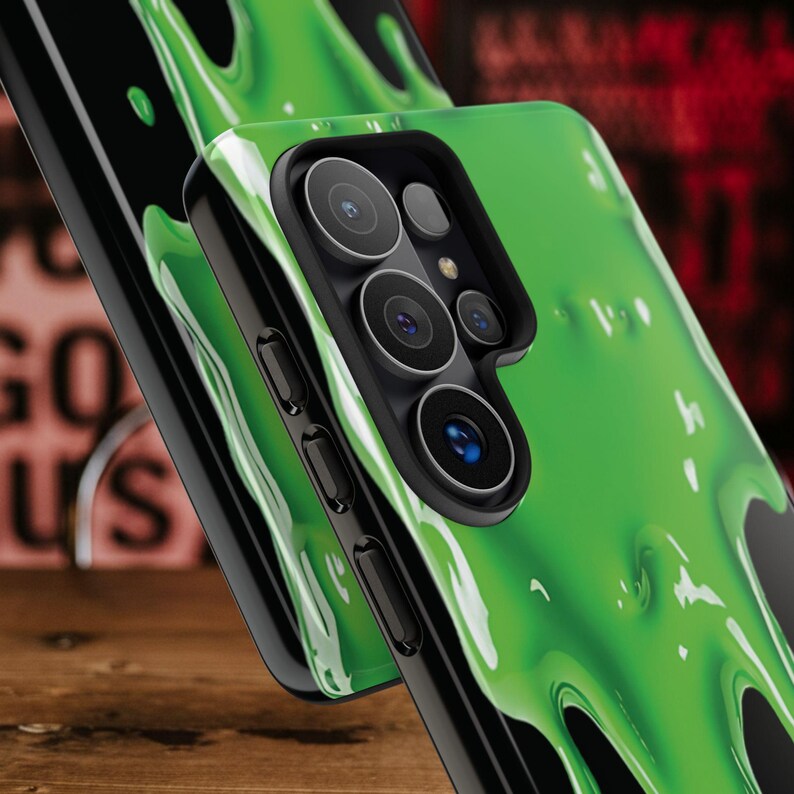 Grönt slime-skal till din nya Samsung Galaxy S26 | Roligt telefonskal, 3D-effekt, Halloween-present, gegga, snor-telefonskal bild 6
