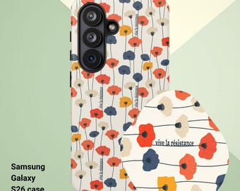 Vive La Resistance Poppy Field mobilskal | Subtilt och robust telefonskydd, passar Samsung Galaxy S26, för iPhone 17