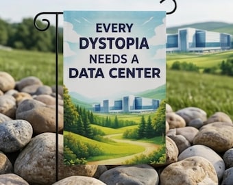 Every Dystopia Needs a Data Center Garden Flag | Sarcastic Anti Tech Yard House Banner | Protest New Centers