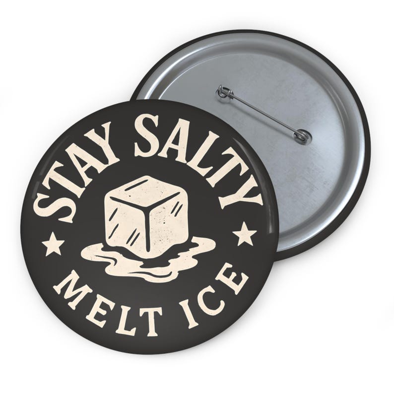 Stay Salty Melt ICE pin button | Round enamel-style button | Political Anti-ICE pinback badge | Original Artist image 9