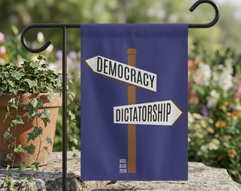 Democracy vs Dictatorship Garden Flag | Midterm Election Political House & Yard Banner