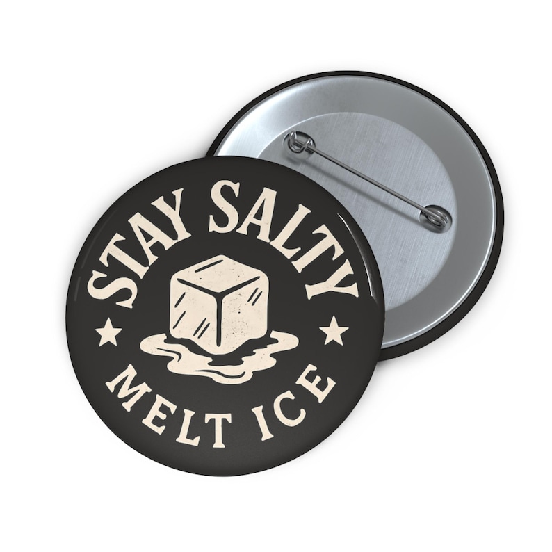 Stay Salty Melt ICE pin button | Round enamel-style button | Political Anti-ICE pinback badge | Original Artist image 5