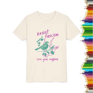 Resist Fascism Youth T-shirt: Bird Lover Activist Tee