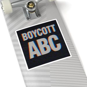 Boycott ABC Square Stickers - Free Speech Protest, Laptop Decal, VHS Effect, Political Activism, Stand by Kimmel, Colbert