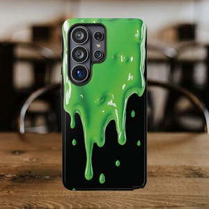 Grönt slime-skal till din nya Samsung Galaxy S26 | Roligt telefonskal, 3D-effekt, Halloween-present, gegga, snor-telefonskal bild 5