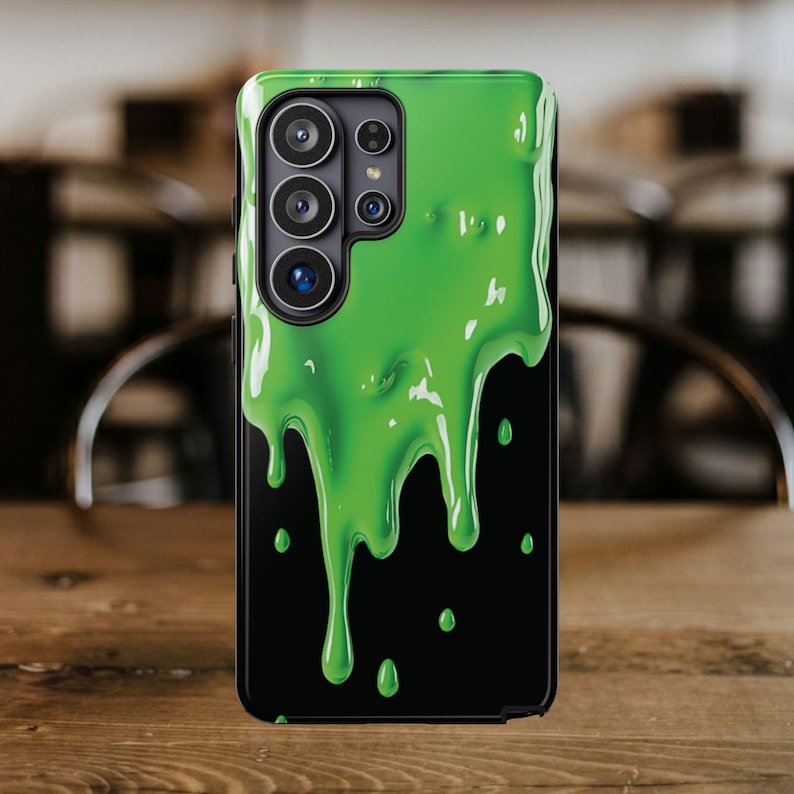 Grönt slime-skal till din nya Samsung Galaxy S26 | Roligt telefonskal, 3D-effekt, Halloween-present, gegga, snor-telefonskal bild 5