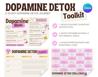 Dopamine Detox Toolkit - Canva Templates, PLR/MLR Rights