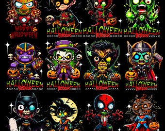 23 super zombie designs, halftones in PNG format