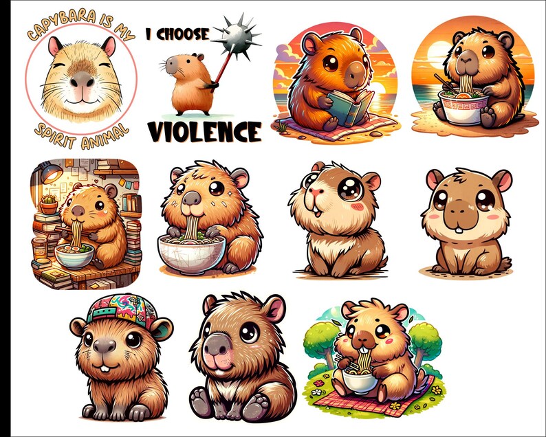 105 capybara designs DTF, DTG, Sublimation in PNG - Etsy España