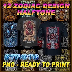 12 znaków zodiaku PNG wzory półtonów