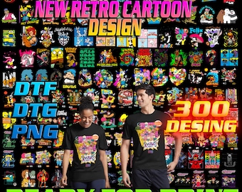 300枚のレトロ漫画PNG、DTF昇華ファイル、クラシック漫画