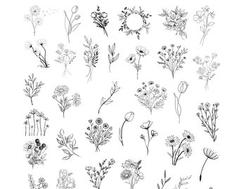 Temporary Tattoos Flowers Fineline