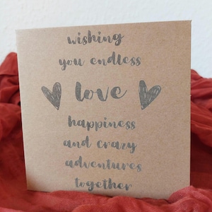 Tarjeta de felicitación, dinero, regalo, boda, felicitaciones, tarjeta de amor, papel kraft cuadrado, natural, grabado con láser.