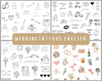 Adhesive tattoos temporary wedding tattoos stickers English wedding gift guest gift entertainment wedding black colorful tattoo station