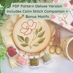 Moment in Bloom Deluxe PDF, Calm Embroidery Pattern, Beginner Flower Embroidery PDF Pattern, embroidery pdf pattern, deluxe hand embroidery