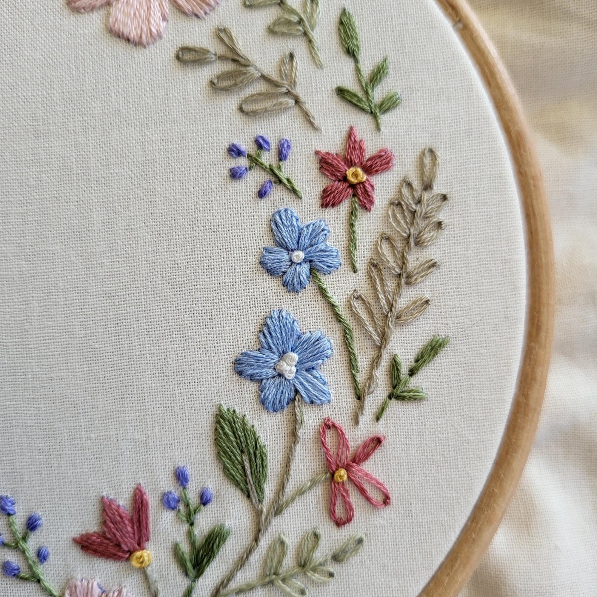 Wildflower Hand Embroidery Pattern for Beginners, Digital Floral ...