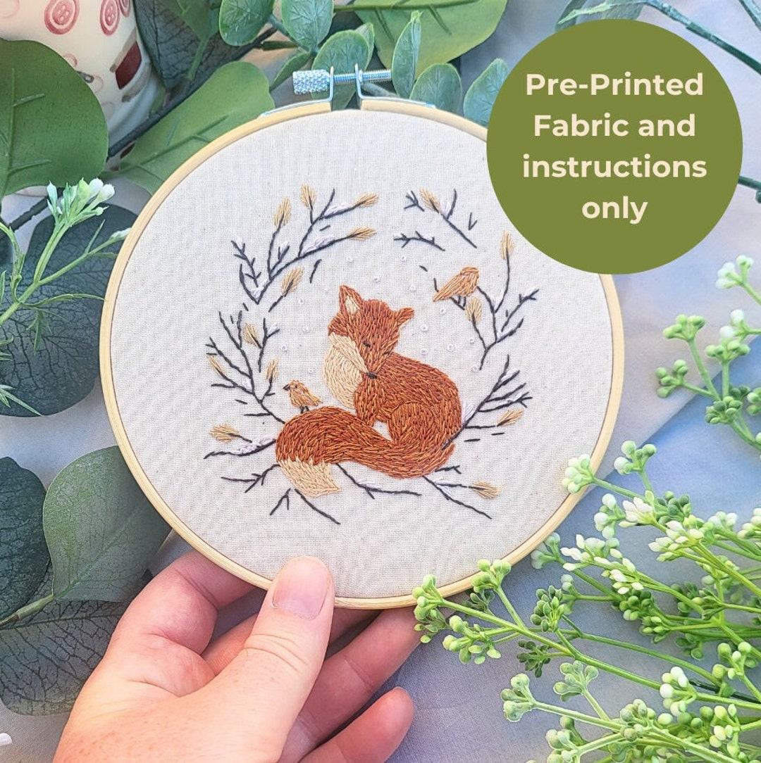 Fox Hand Embroidery Pattern, Woodland Fox Embroidery Pattern, Autumn ...