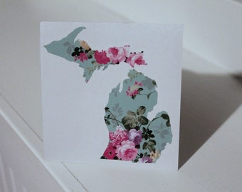 Michigan Vintage Floral Decal  #smittenwiththemitten Vehicle Car Decal Yeti Sticker