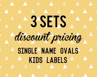 Single Name OVAL Kids Labels - 3 sets of 30 qty - Waterproof for kids