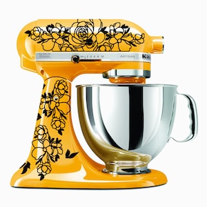 MIXER DECALS for kitchen aid mixer | mixer tattoo | mixer accessories | floral decal w line