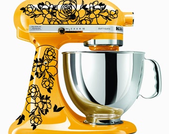 MIXER DECALS for kitchen aid mixer | mixer tattoo | mixer accessories | floral decal w line