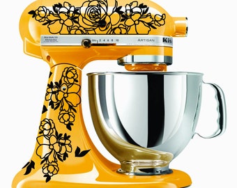 MIXER DECALS for kitchen aid mixer | Removable Vinyl Sticker | mixer accessories | floral decal w line