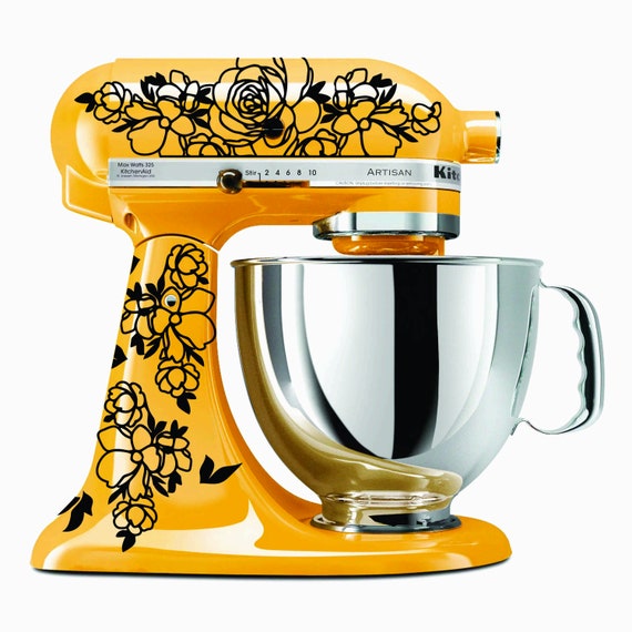 MIXER DECALS for kitchen aid mixer | Removable Vinyl Sticker | mixer accessories | floral decal w line