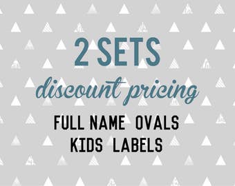 Waterproof Full Name Oval Kids Labels - Personalized School Supply Stickers (2 Sets)