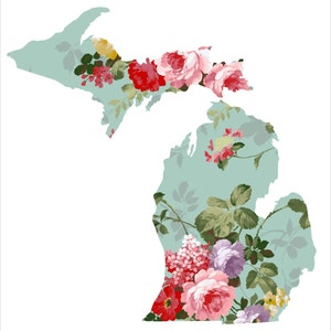 Michigan Vintage Floral Decal smittenwiththemitten Vehicle Car Decal Yeti Sticker image 2